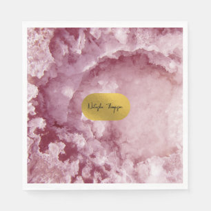 Pink Gold Foil Sea Crystals Signature  Napkin