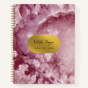 Pink Gold Foil Sea Crystals Signature Script  Notebook