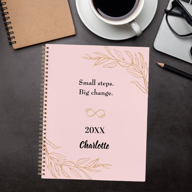 Pink gold foliage inspirational quote notebook (Creator Uploaded)