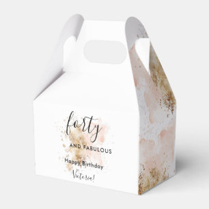 Pink Gold Forty And Fabulous Name 40th Birthday Favour Box