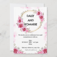 Pink Gold Free Wedding Invitation