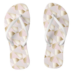 Pink Gold Geometric Flip Flops