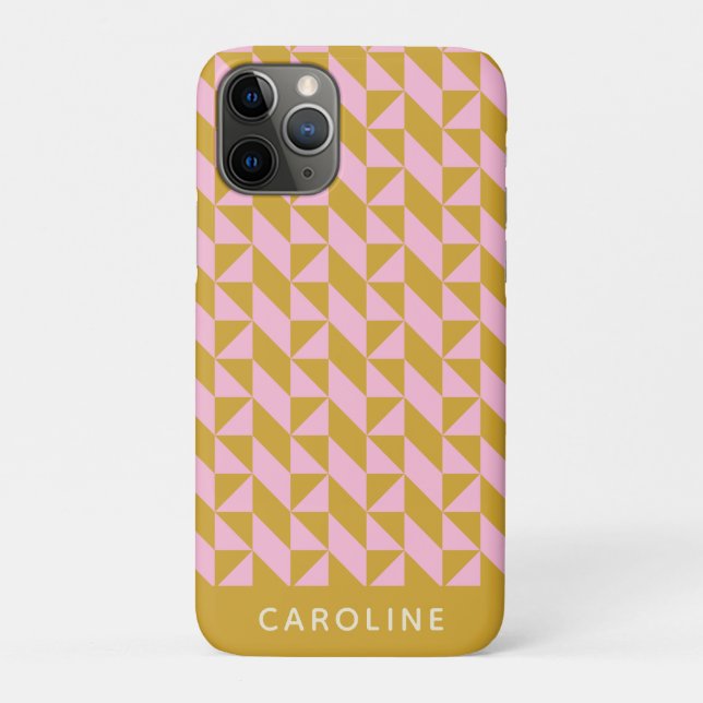 Pink Gold Geometric Shapes Pattern Personalised Case-Mate iPhone Case (Back)