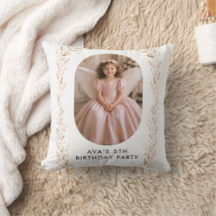Pink Gold Girl 5th Birthday Decorative Pillow