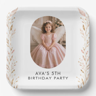 Pink Gold Girl 5th Birthday Party Plates
