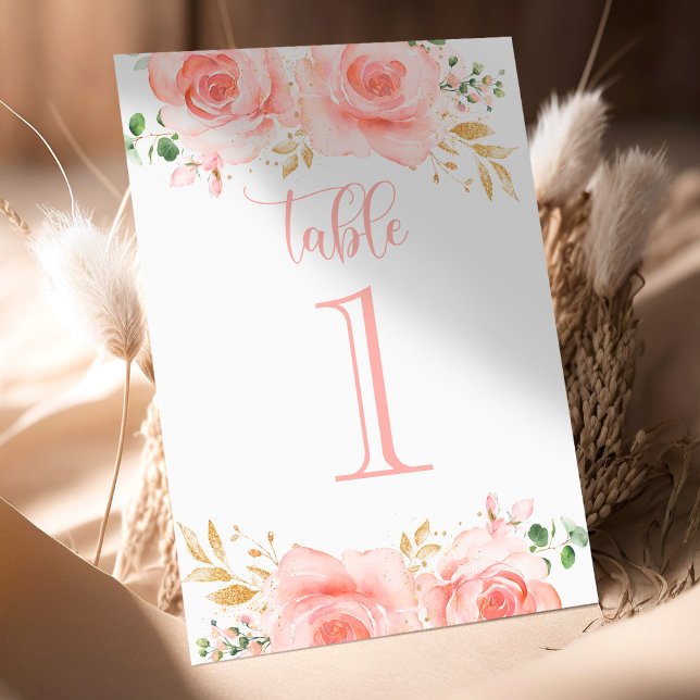 Pink & Gold Girl Baby Shower Table Number (Creator Uploaded)