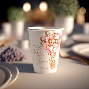 Pink Gold Girl Baby Shower - We Can Bearly Wait! Paper Cups
