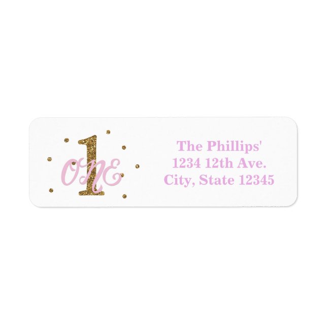 Pink & Gold Girl ONE 1st Birthday Party Invitation (Front)