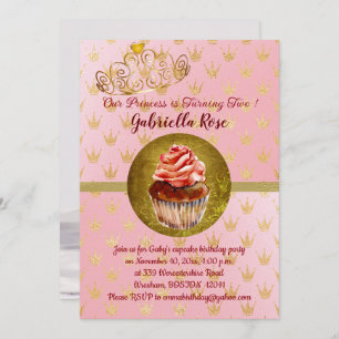 Pink & Gold Girl's Photo Birthday Party Invitation