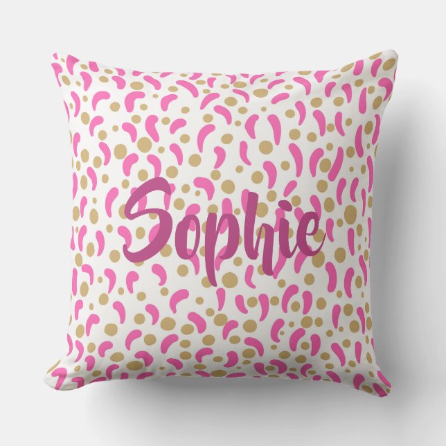 Pink Gold Girly Glam Personalised Throw Pillow (Front)