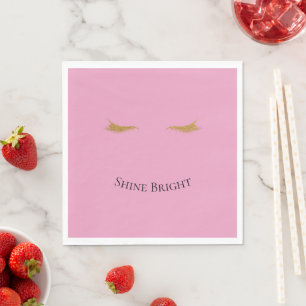 Pink Gold Glam Glitter Eyelashes Napkin