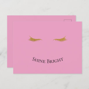 Pink Gold Glam Glitter Eyelashes Postcard