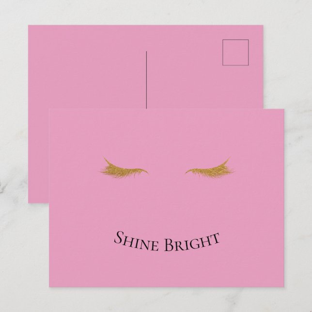 Pink Gold Glam Glitter Eyelashes Postcard (Front/Back)