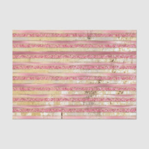 Pink Gold Glam Glitter Stripes Tissue Paper