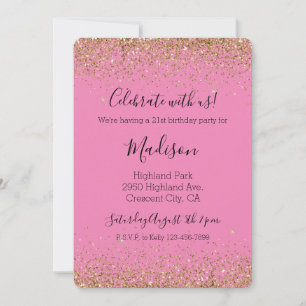 Pink Gold Glam Glitzy Sparkle Glitter Invitation