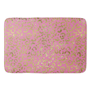 Pink Gold Glam Leopard Bath Mat
