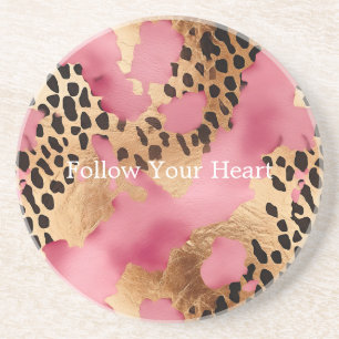 Pink Gold Glam Leopard Coaster