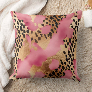 Pink Gold Glam Leopard Cushion