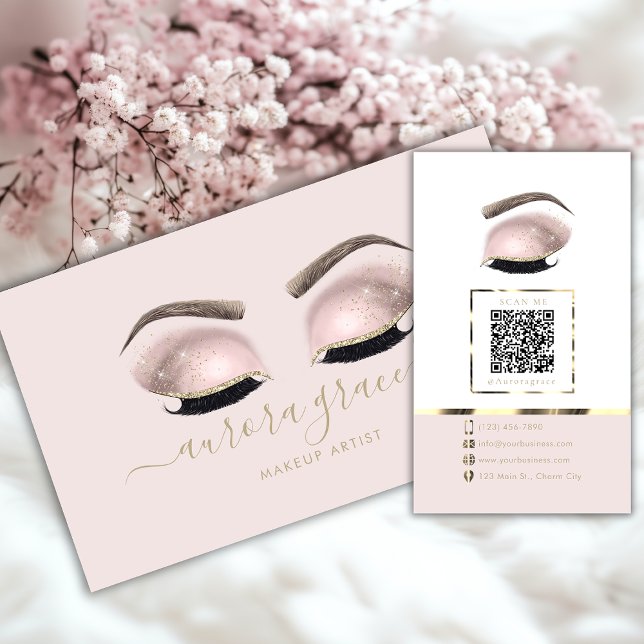 Pink Gold Glamor Makeup Artist Business Card (Creator Uploaded)