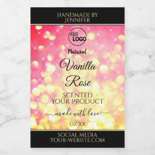 Pink Gold Glitter Add Logo Product Packaging Label
