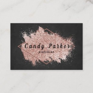 Pink gold glitter black marble background vector business card
