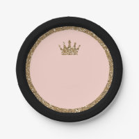 Pink Gold Glitter & Black Sweet 16 Princess Crown