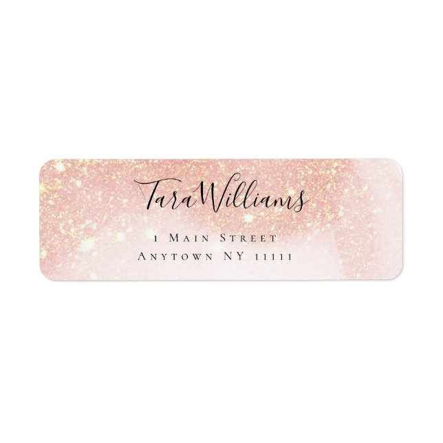 Pink Gold Glitter Blush Return Address Label (Front)