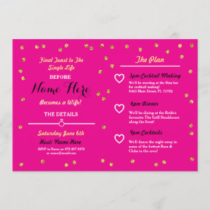 Pink Gold Glitter Bridal Shower Itinerary Invite