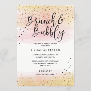 Pink Gold Glitter Brunch and Bubbly Bridal Shower Invitation