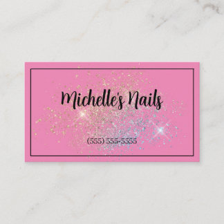Pink gold glitter business card