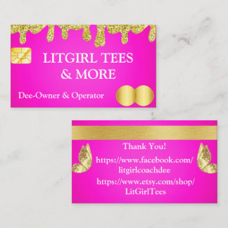 Pink Gold Glitter Business Card