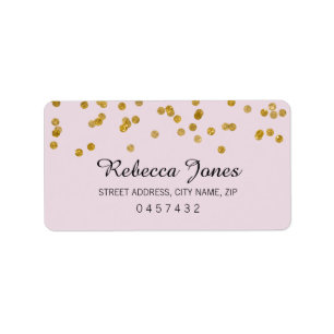 Pink Gold Glitter confetti Address Labels