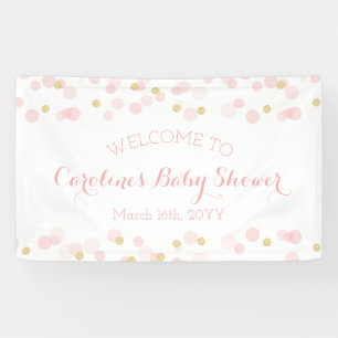 Pink Gold Glitter Confetti Baby Girl Shower Banner