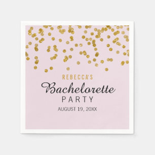 Pink Gold Glitter confetti Bachelorette Napkins