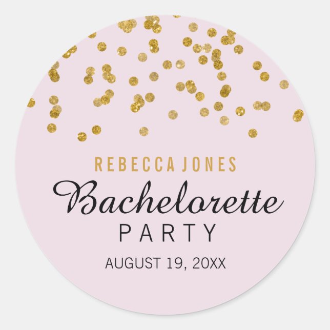 Pink Gold Glitter confetti Bachelorette Sticker (Front)