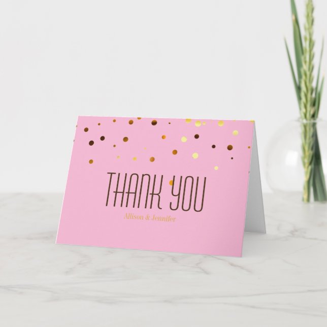 Pink Gold Glitter Confetti Sparkles Dots Thank You (Front)