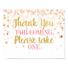 Pink Gold Glitter Confetti Thank You Favor Sign
