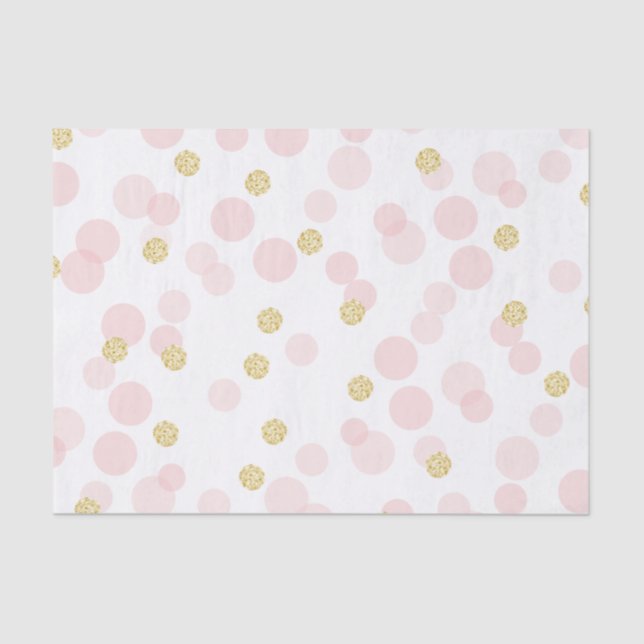 Pink Gold Glitter Dots Birthday Gift Tissue Paper (Front)