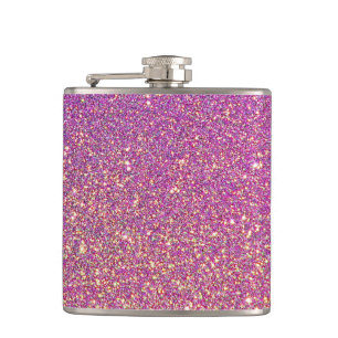 Pink Gold Glitter Faux foil Hip Flask