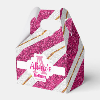 Pink & Gold Glitter Favour Box