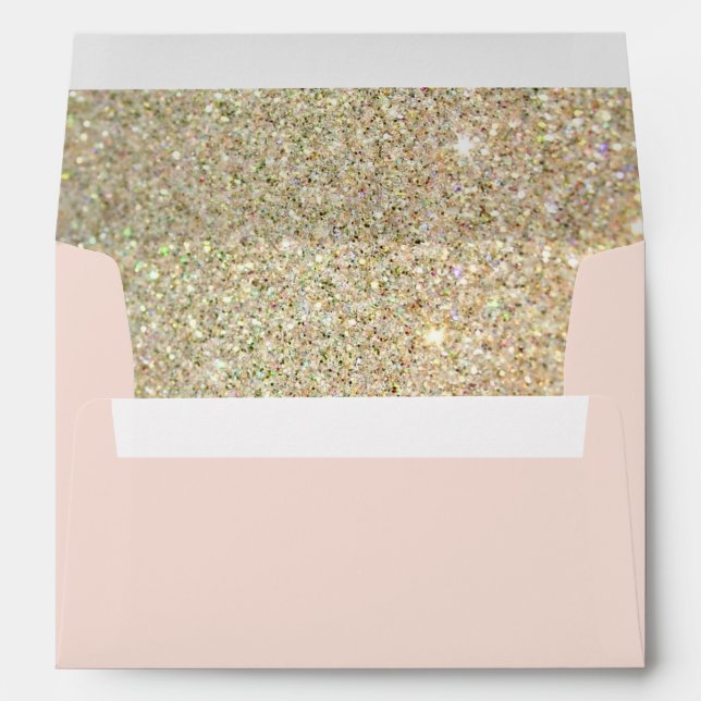 Pink Gold Glitter Floral with Return Address Envelopes (Back (Bottom))