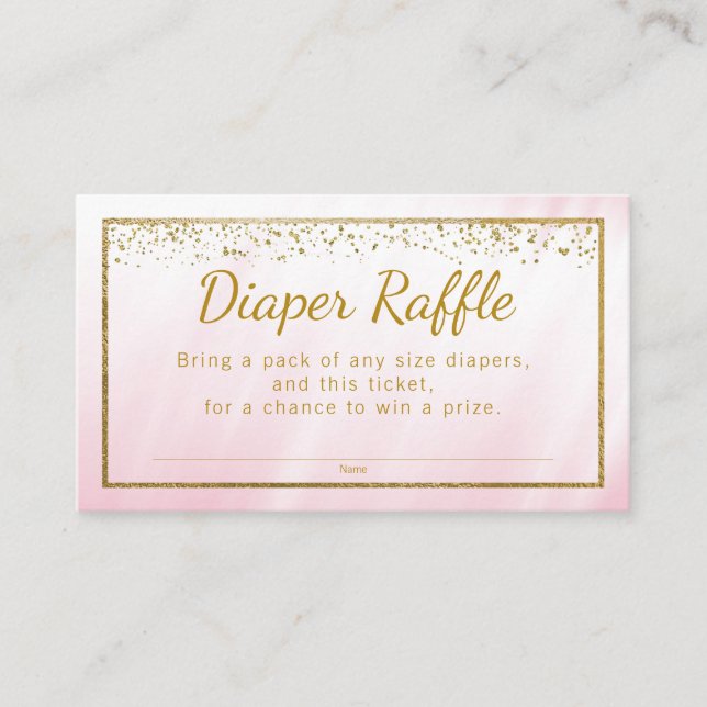 Pink Gold Glitter Girls Diaper Raffle Tickets Enclosure Card (Front)