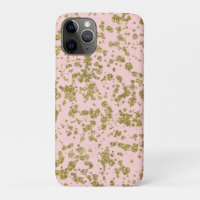 Pink & Gold Glitter Girly Glam Modern Splatter
