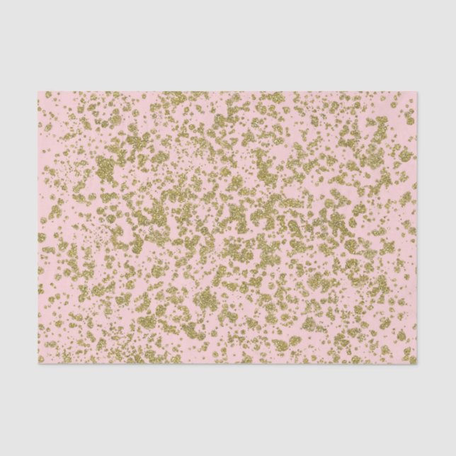 Pink & Gold Glitter Girly Glam Modern Splatter Tissue Paper (Front)