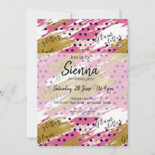 Pink gold glitter glam invitation