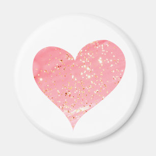 Pink & Gold Glitter Heart Magnet