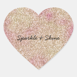 Pink Gold Glitter Heart Sticker