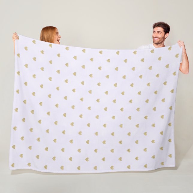 Pink Gold Glitter Hearts   Fleece Blanket (In Situ)