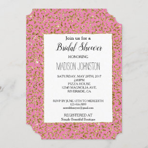Pink Gold Glitter Leopard Animal  Invitation