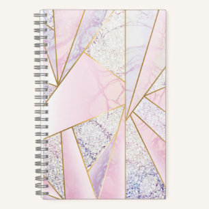 Pink Gold Glitter like Sketchbook Marble Elegance Notebook